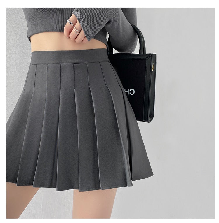 Mini Pleated Skirt - Grey