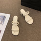 Block Mid-Heel Sandals - White