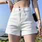 High Waist Denim Shorts - White