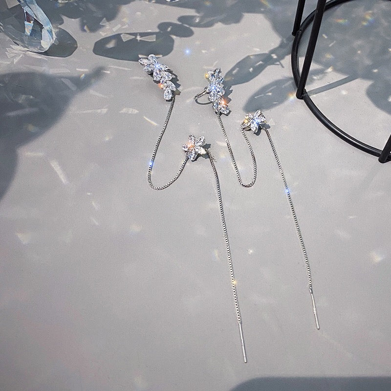 Clip-on Crystal Earrings with Strings