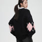 Checkered Black & Pink Knit Cardigan