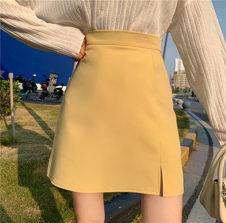 High Waist Skirt - Lemon