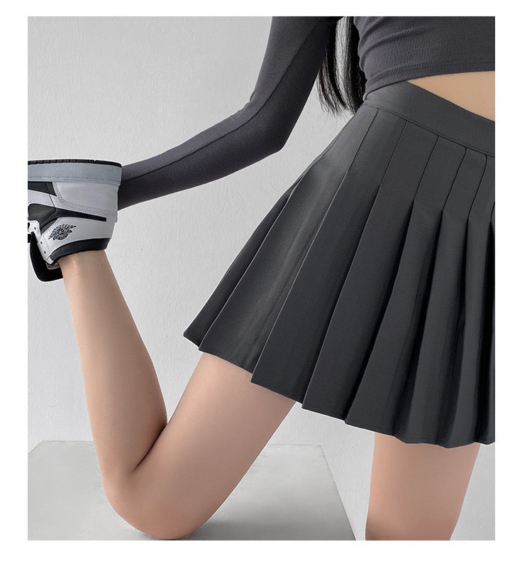 Mini Pleated Skirt - Grey